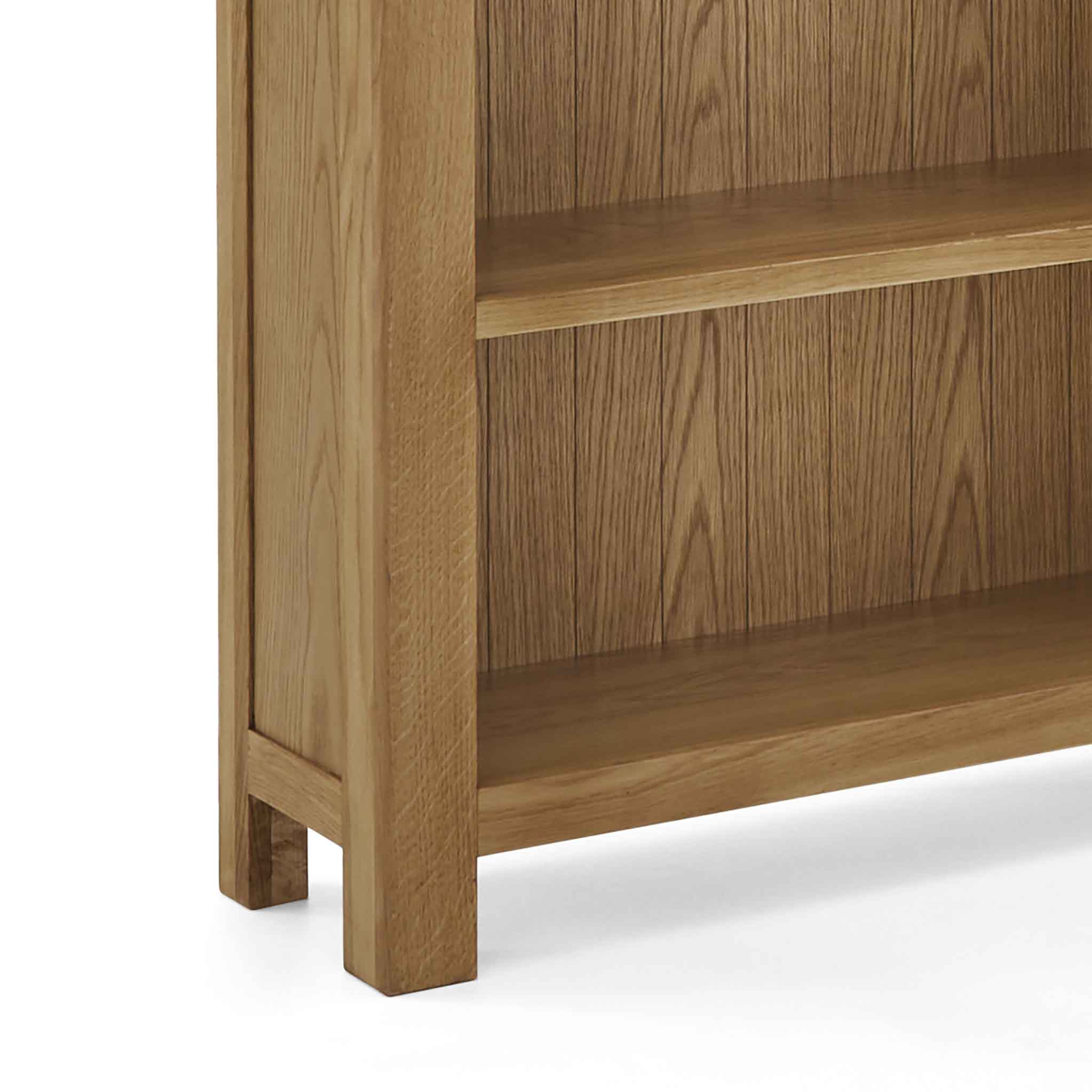 Zelah Oak Large Bookcase - Close up of base of bookcase