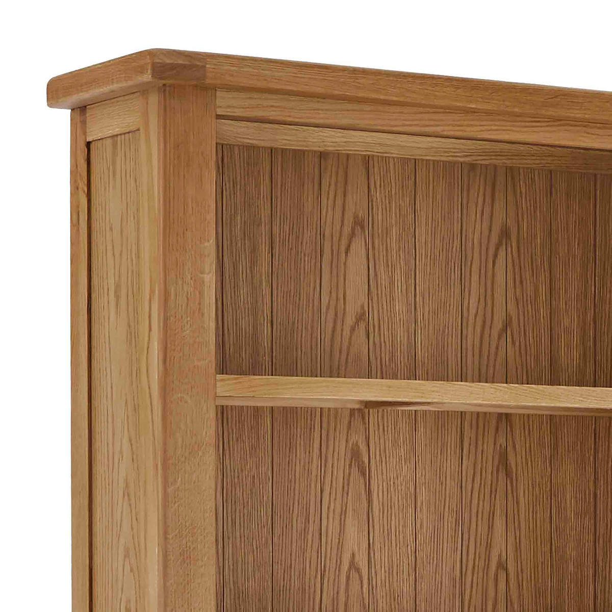 Zelah Oak Large Bookcase - Close up of top