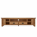 Zelah Oak 200cm TV Stand - Front view with cupboards and doors open