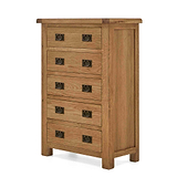 Zelah Oak 5 Drawer Chest of Drawers - Side view