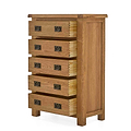 Zelah Oak 5 Drawer Chest of Drawers - Side view with drawers open