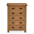Zelah Oak 5 Drawer Chest of Drawers - Front view showing top