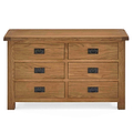 Zelah Oak 3+3 Drawer Chest of Drawers - Front view showing top