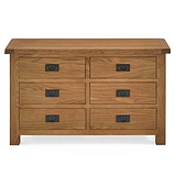 Zelah Oak 3+3 Drawer Chest of Drawers - Front view showing top