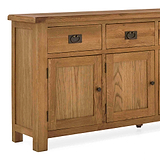 Zelah Oak Extra Large Sideboard - Close up of front of drawers and cupboard