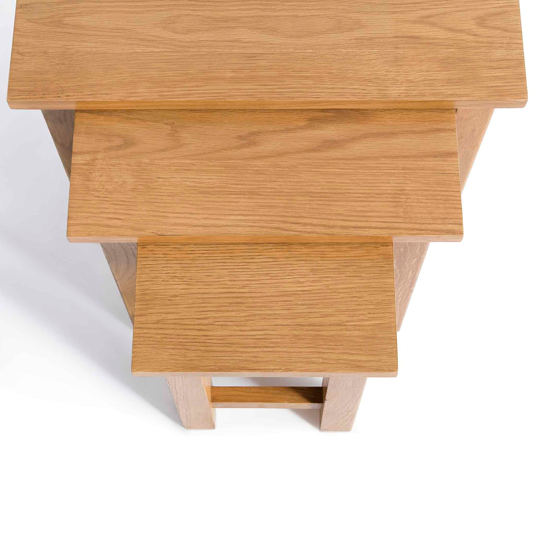 Surrey Oak Nest of Tables - Birds eye view when tables are pulled out