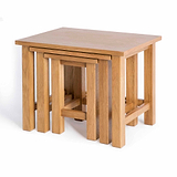 Surrey Oak Nest of Tables - Side view when nested
