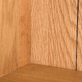 close up of shelf corner on the Surrey Oak Slim Bookcase