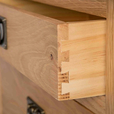 Surrey Oak 2 Over 3 Chest of Drawers - Close up of Dovetail Joints on Drawer