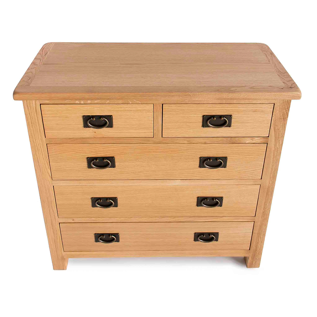 Surrey Oak 2 Over 3 Chest of Drawers - View of top of drawers