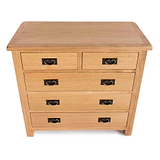 Surrey Oak 2 Over 3 Chest of Drawers - View of top of drawers