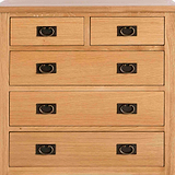 Surrey Oak 2 Over 3 Chest of Drawers - Close up of Drawer Fronts