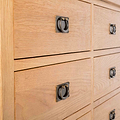 close up of 6 drawers on the Surrey Oak Large Chest Of Drawers