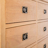 close up of 6 drawers on the Surrey Oak Large Chest Of Drawers