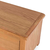 Surrey Oak Blanket Box / Ottoman - Close up of corner of top of blanket box