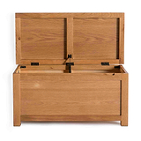 Surrey Oak Blanket Box / Ottoman - Front view with lid open