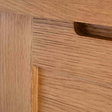 Surrey Oak Blanket Box / Ottoman - Close up of shaped top of box to grab lid easily