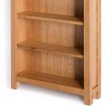 London Oak Large Bookcase - Close up of bottom shelving on bookcase