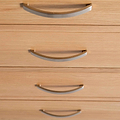 close up of the tiered drawer handles on the London Oak 2 over 3 Chest of Drawers