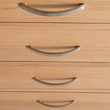 close up of the tiered drawer handles on the London Oak 2 over 3 Chest of Drawers