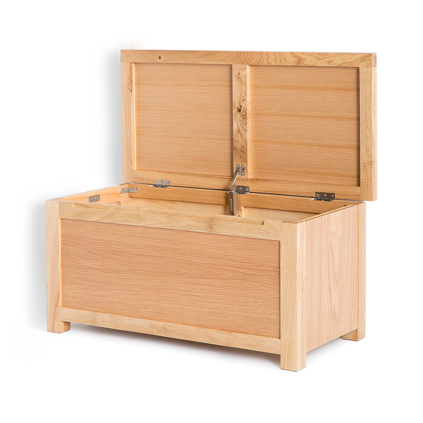 London Oak Blanket Box with Sprung Top | Solid Wood | Oak | Roseland