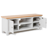 Farrow Grey Large 120cm TV Unit - Side view with cupboard doors open