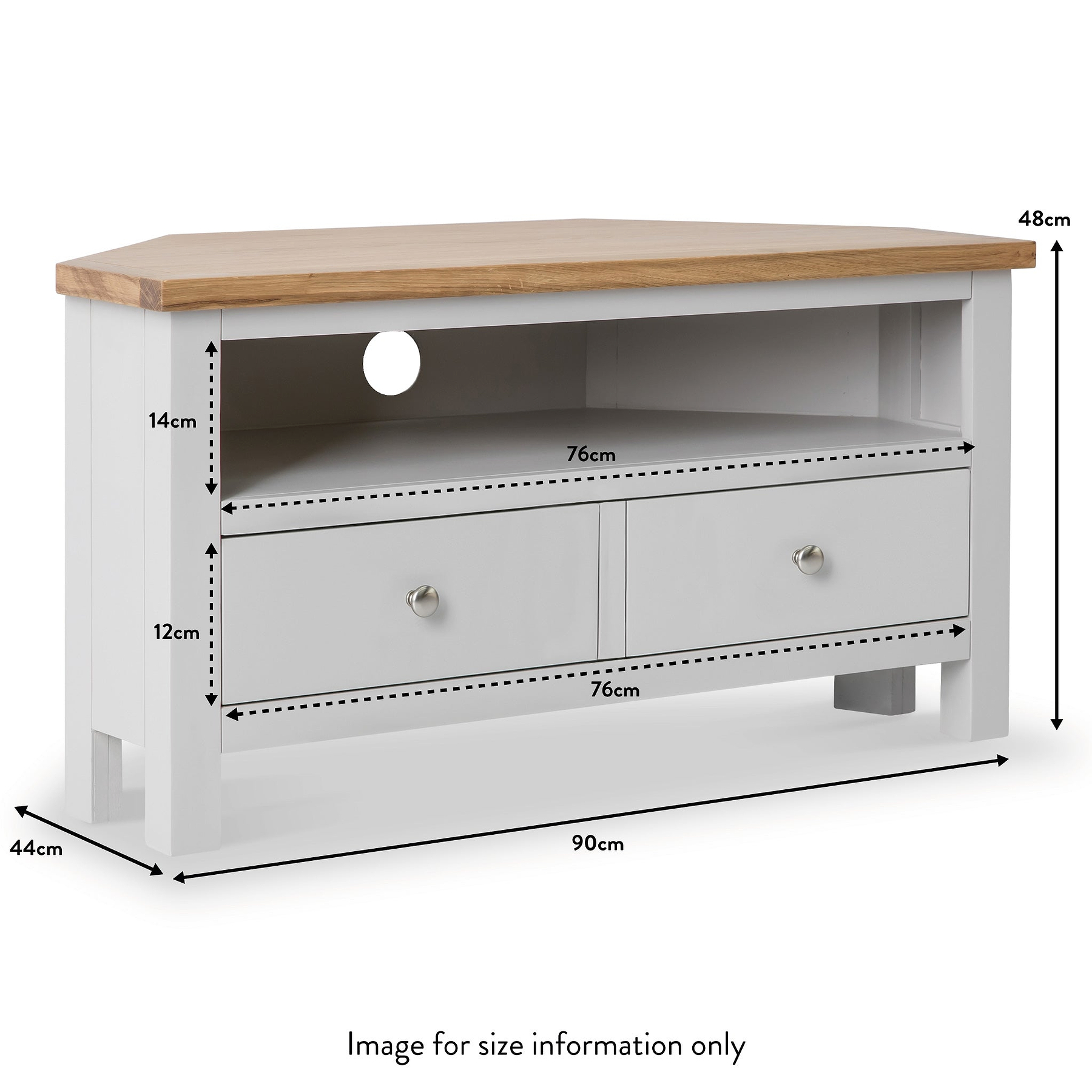 Farrow Corner TV Stand by Roseland Furniture - Size Guide