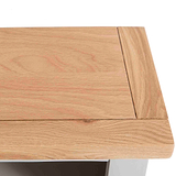 Farrow Grey Low Bookcase - Close up of Oak top on low bookcase