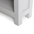Farrow Grey Narrow Bookcase - Close up of feet on bookcase