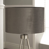 Houston Brushed Silver Metal Tripod Table Lamp close up