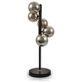Blair Smoked Glass Ball and Black Metal Table Lamp from Roseland