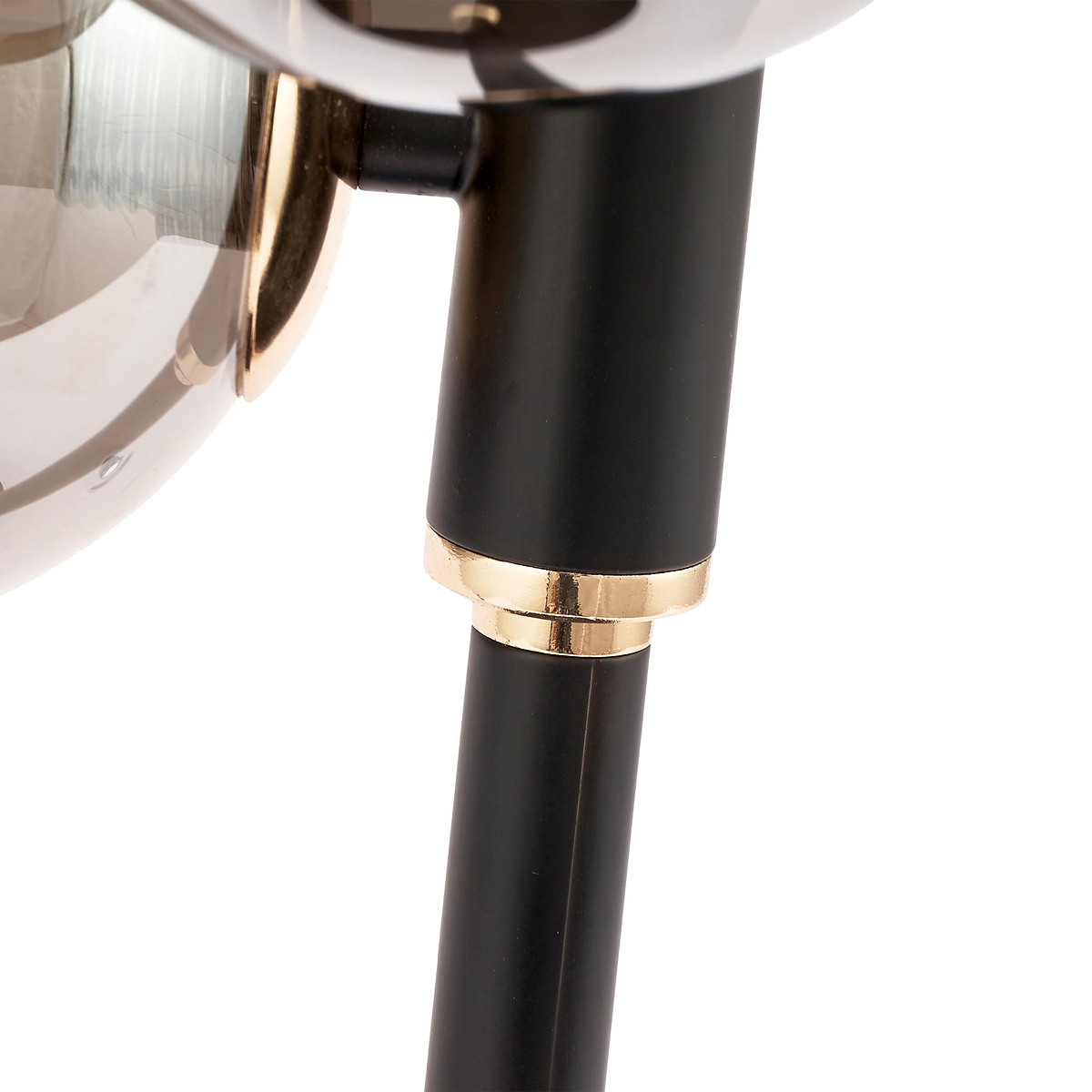 Blair Smoked Glass Ball and Black Metal Table Lamp