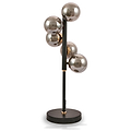 Blair Smoked Glass Ball and Black Metal Desk Lamp