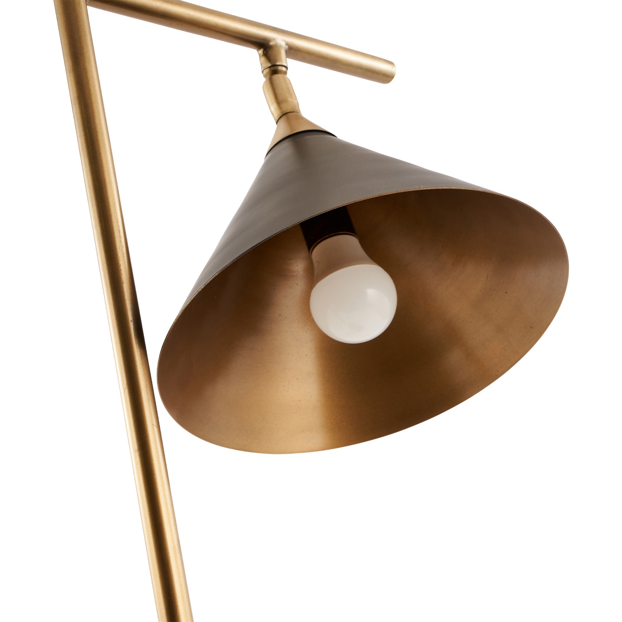 Zeta Chic Matt Black and Antique Brass Conical Table Lamp | Roseland