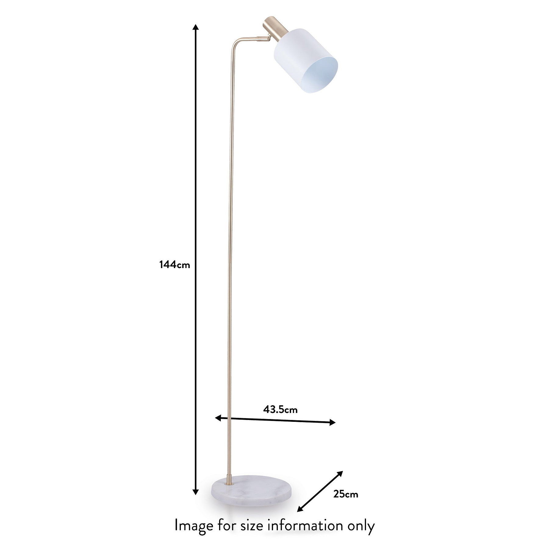Biba Marble Footed White and Gold Retro Floor Lamp dimensions