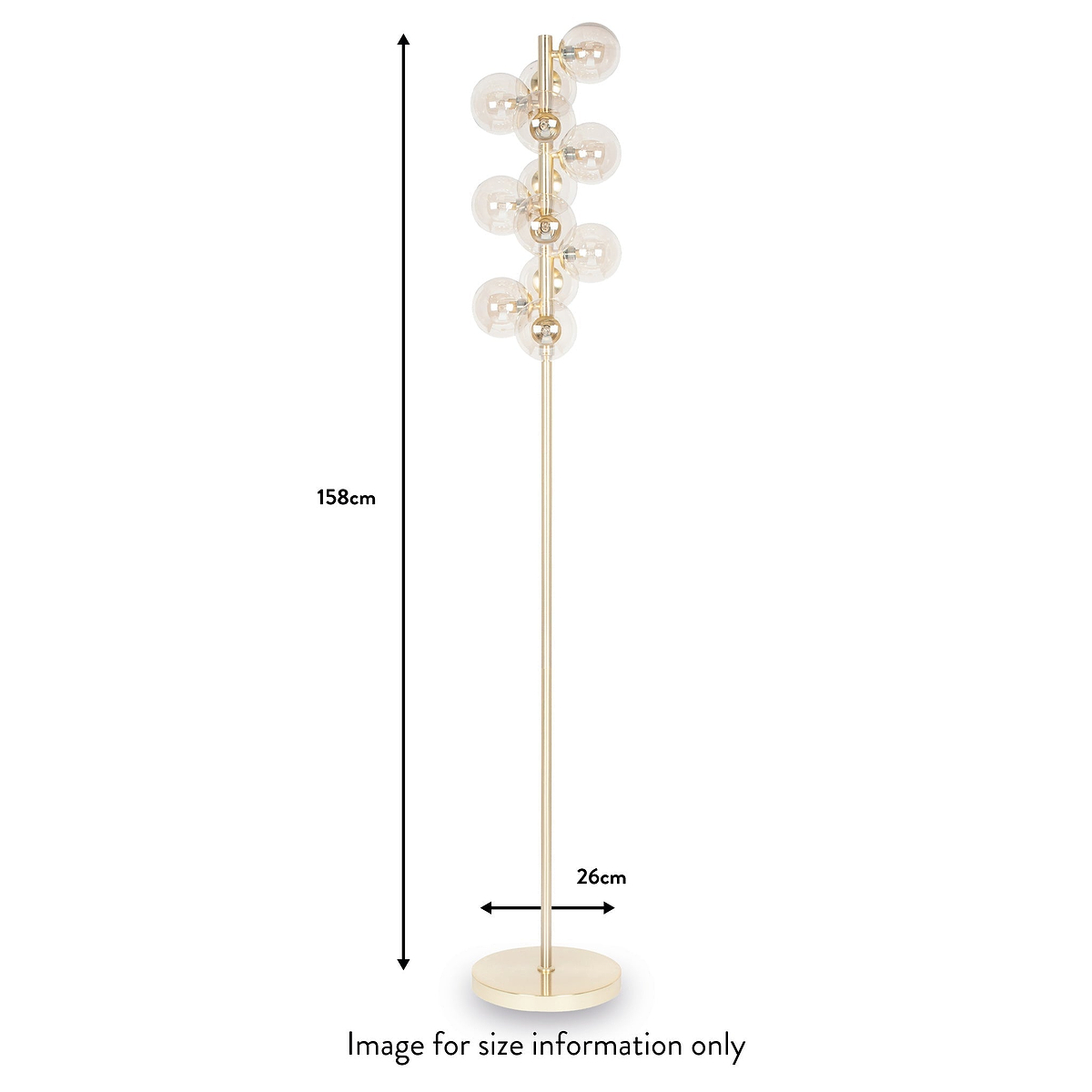 Vecchio Lustre Glass Orb and Gold Floor Lamp dimensions