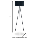 Houston Matt Black Tripod Floor Lamp dimensions