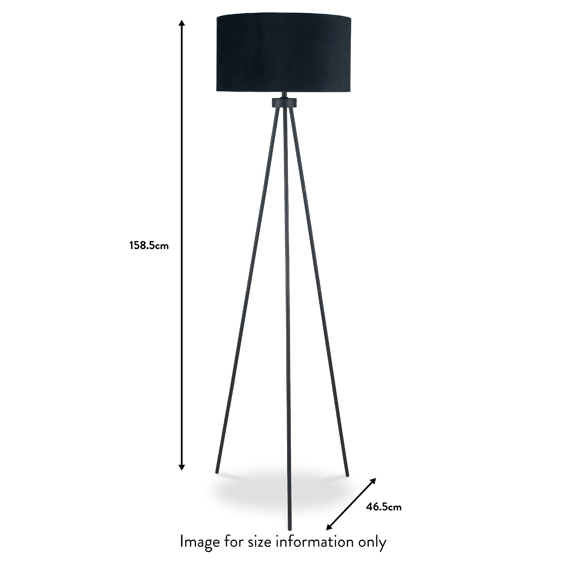 Houston Matt Black Tripod Floor Lamp dimensions