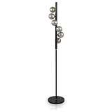 Blair Smoked Glass Ball and Black Metal Floor Lamp from Roseland