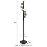 Blair Smoked Glass Ball and Black Metal Floor Lamp dimensions