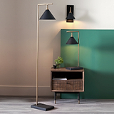 Zeta Matt Black and Antique Brass Floor Lamp lifestyle