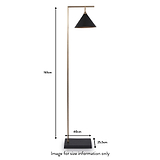 Zeta Matt Black and Antique Brass Floor Lamp dimensions