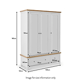 Farrow Triple Wardrobe with Storage Drawers dimensions