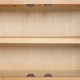close up of the internal fixed shelf on the London Oak Mini Sideboard by Roseland Furniture. 
