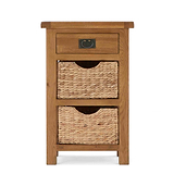 Zelah Oak Telephone Table with Baskets - Front view