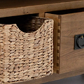 Zelah Oak Corner TV Stand with Baskets