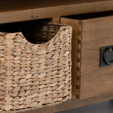 Zelah Oak Corner TV Stand with Baskets