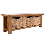 Zelah Oak Bench with Baskets by Roseland Furniture