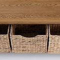 Zelah Oak Bench with Baskets - Showing open baskets