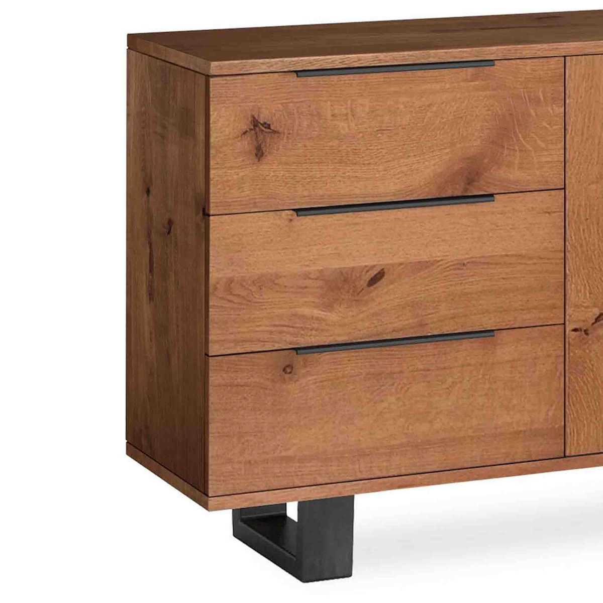Oak Mill Small Sideboard - Metal Base - Waxed Oak
